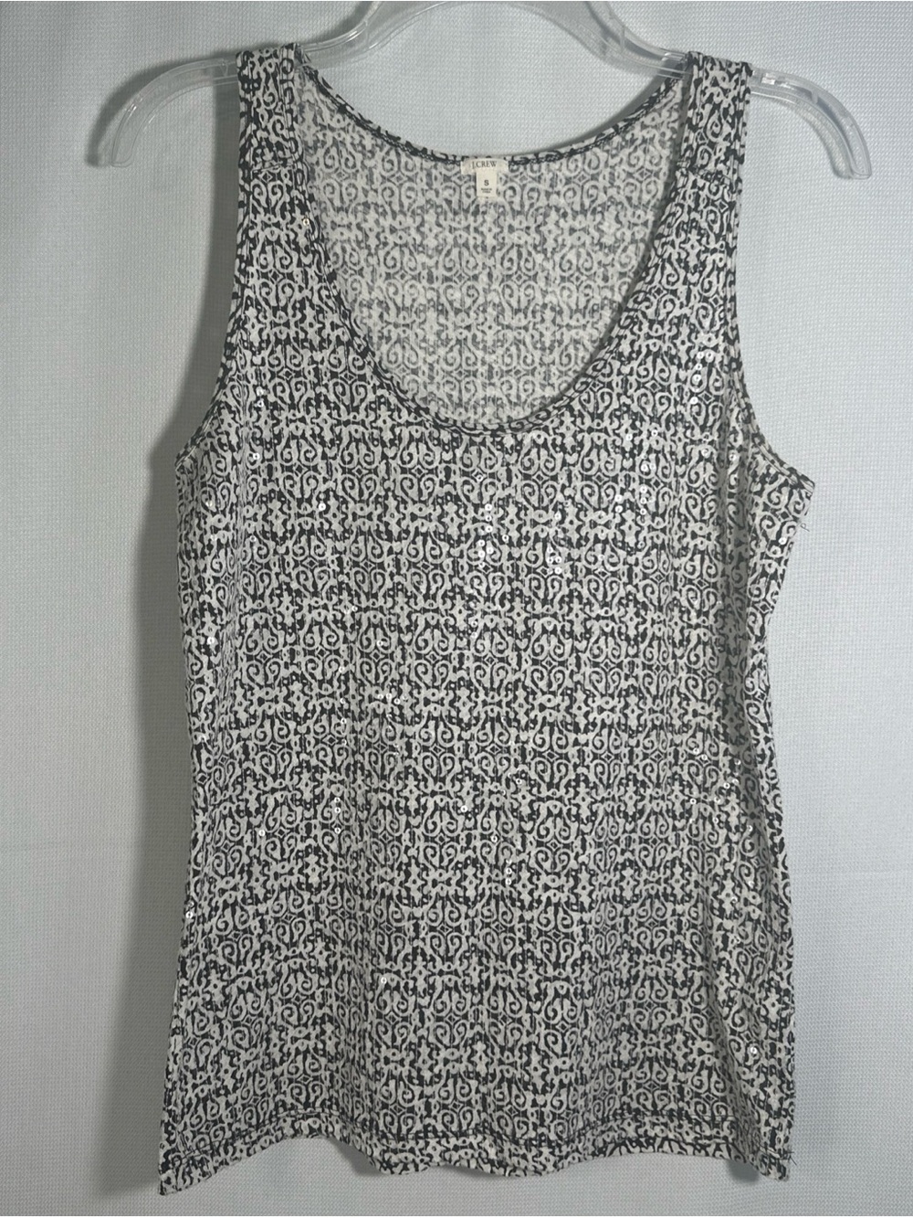 J. Crew Black & White Patterned Sequin Tank